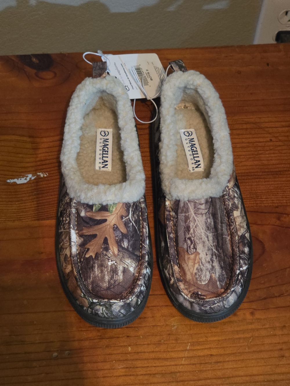 Magellan Outdoors Kids Brown Camo Fleece-Lined Slip-Ons
